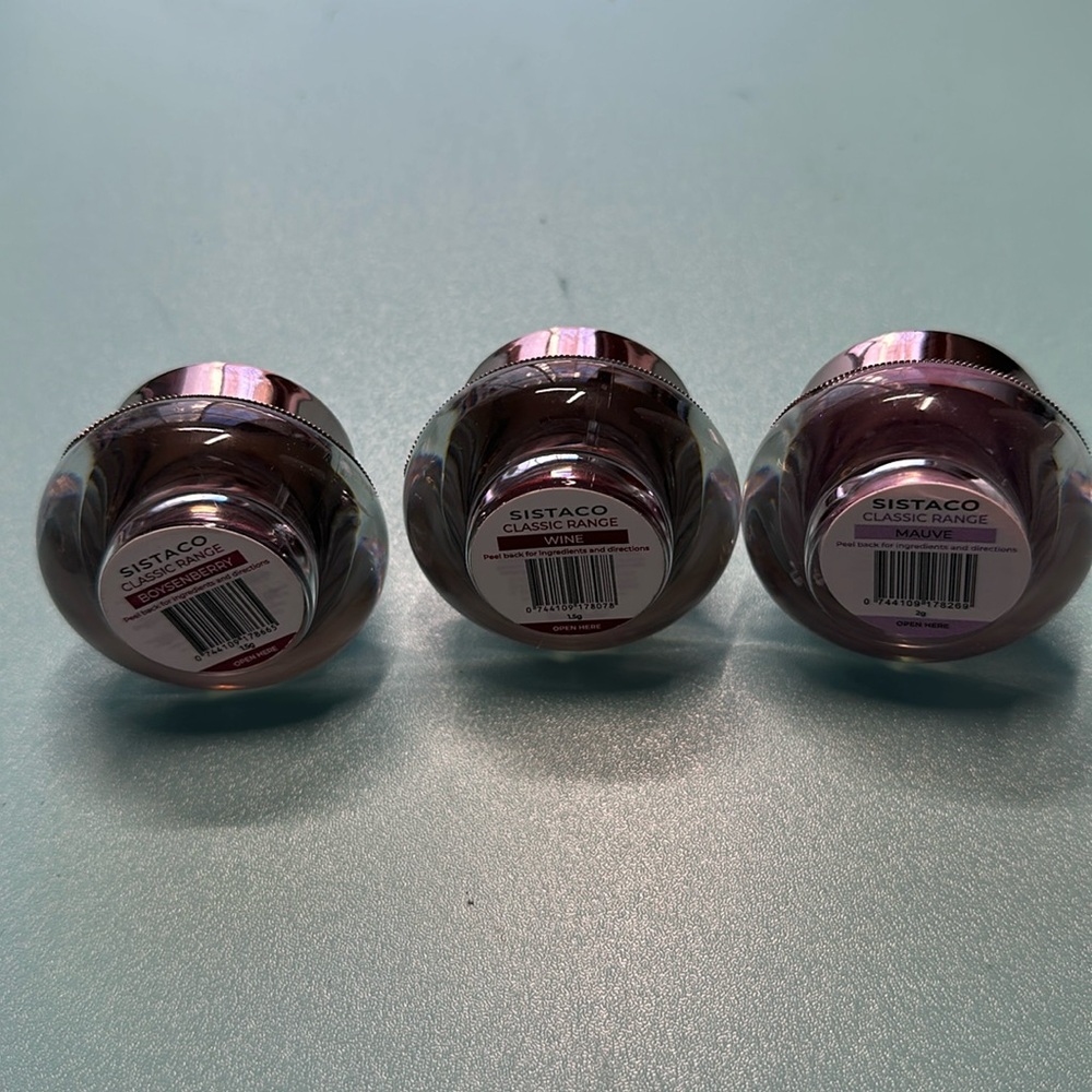 Sistaco nail powders  Boysenberry, Wine, and Electric Blue NEW SEALED